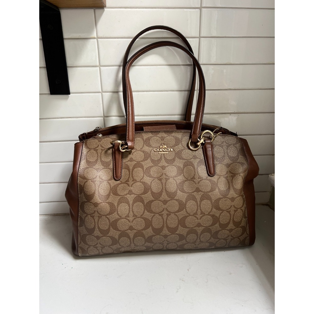 Coach Christie Carryall F58305 Leather Satchel Shoulder Bag Handbag